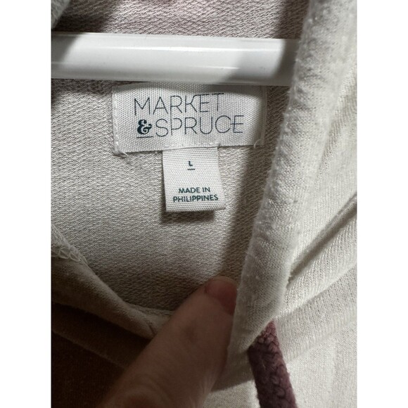 Market And Spruce Sweater Women’s Pink & Cream Large Hooded Sweater - Picture 7 of 8